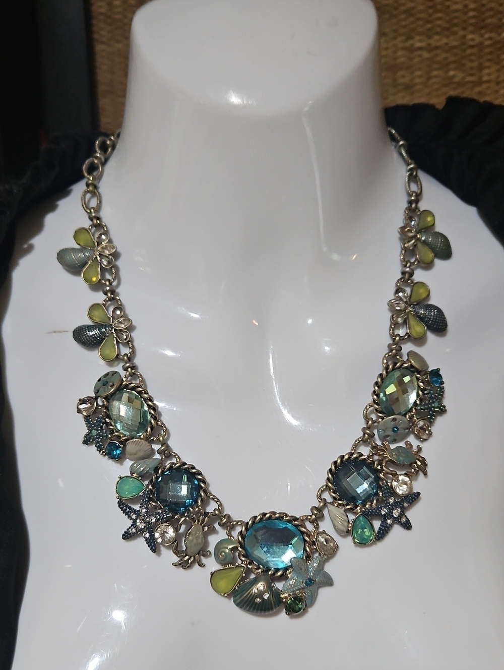 Statement Blue Crystal Ocean Theme Necklace